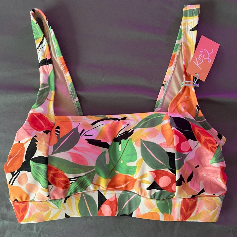 Kona Sol Womens Tropical Bikini Swimsuit Top Size X